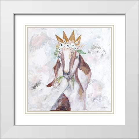 Princess Goat White Modern Wood Framed Art Print with Double Matting by Kissell, Mackenzie