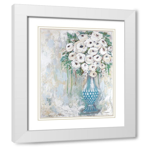 Elegant Floral White Modern Wood Framed Art Print with Double Matting by Kissell, Mackenzie