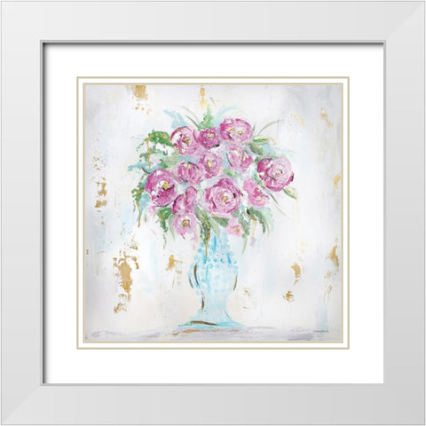 Grace Bouquet White Modern Wood Framed Art Print with Double Matting by Kissell, Mackenzie