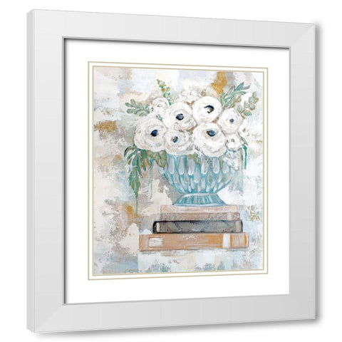 Flowers in the Library White Modern Wood Framed Art Print with Double Matting by Kissell, Mackenzie
