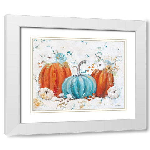 Harvest Pumpkins White Modern Wood Framed Art Print with Double Matting by Kissell, Mackenzie