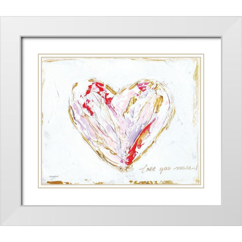 Love You More Heart I White Modern Wood Framed Art Print with Double Matting by Kissell, Mackenzie