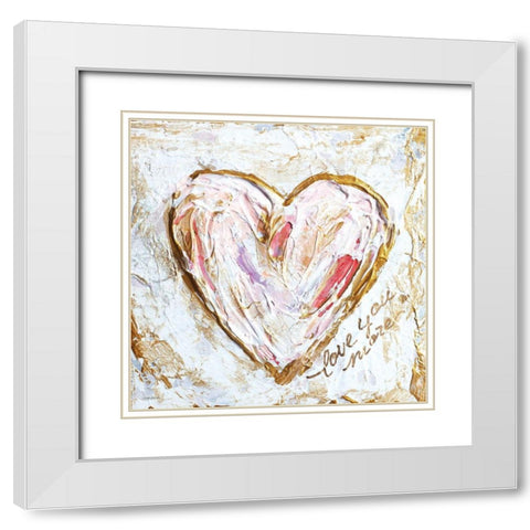 Love You More Heart II White Modern Wood Framed Art Print with Double Matting by Kissell, Mackenzie