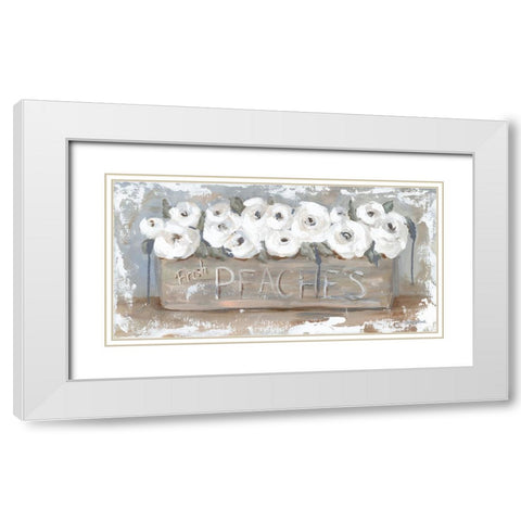 Peach Box Florals White Modern Wood Framed Art Print with Double Matting by Kissell, Mackenzie