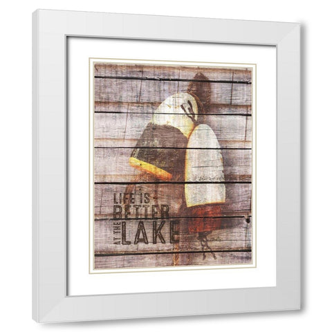 Life is Better at the Lake White Modern Wood Framed Art Print with Double Matting by Michelle, Misty