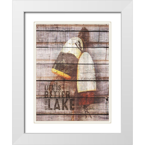 Life is Better at the Lake White Modern Wood Framed Art Print with Double Matting by Michelle, Misty