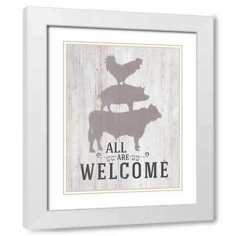 All Are Welcome White Modern Wood Framed Art Print with Double Matting by Michelle, Misty