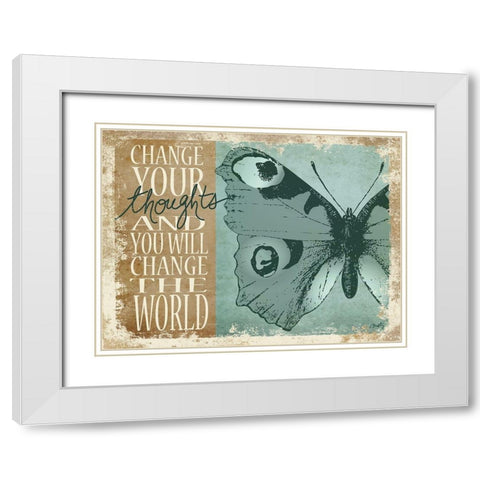 Change Your Thoughts White Modern Wood Framed Art Print with Double Matting by Michelle, Misty