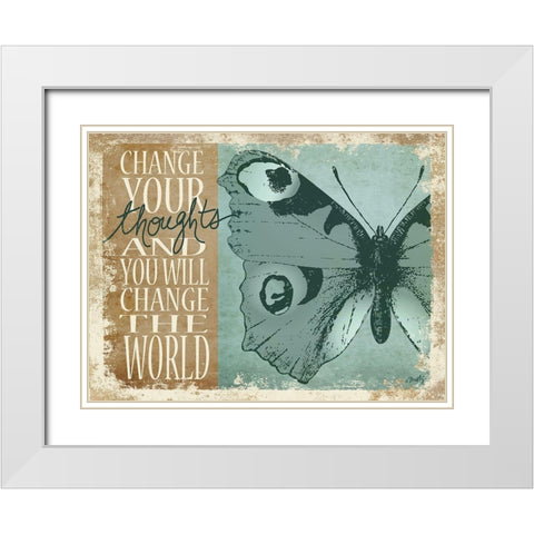 Change Your Thoughts White Modern Wood Framed Art Print with Double Matting by Michelle, Misty