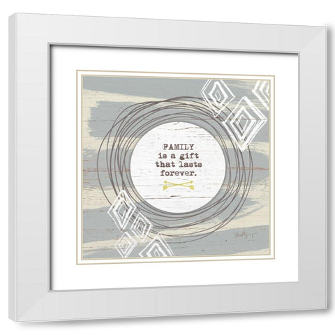 Family is a Gift White Modern Wood Framed Art Print with Double Matting by Michelle, Misty