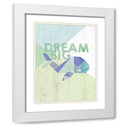 Dream Big Whale White Modern Wood Framed Art Print with Double Matting by Michelle, Misty