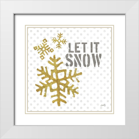 Let It Snow White Modern Wood Framed Art Print with Double Matting by Michelle, Misty