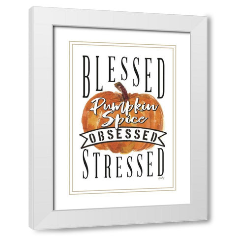 Pumpkin Spice Obsessed I White Modern Wood Framed Art Print with Double Matting by Michelle, Misty