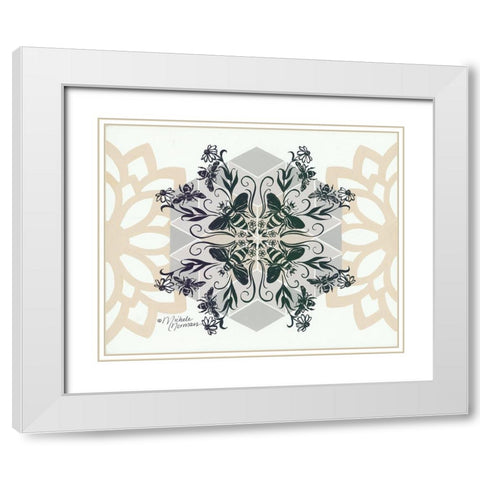 Bees and Blooms      White Modern Wood Framed Art Print with Double Matting by Norman, Michele