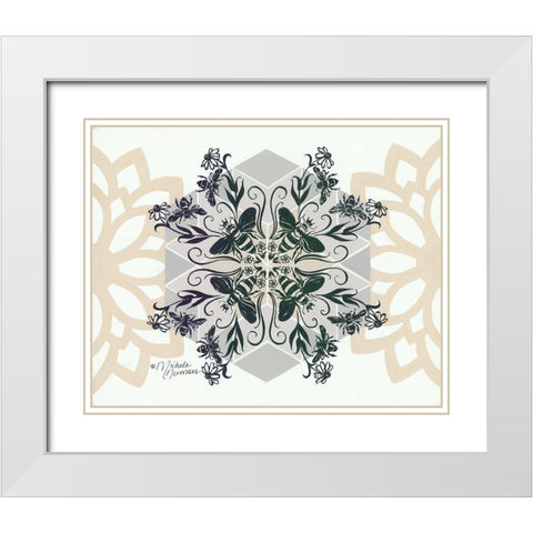 Bees and Blooms      White Modern Wood Framed Art Print with Double Matting by Norman, Michele