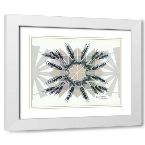 Wheat and Windmill    White Modern Wood Framed Art Print with Double Matting by Norman, Michele