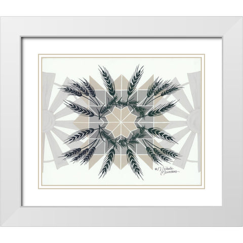Wheat and Windmill    White Modern Wood Framed Art Print with Double Matting by Norman, Michele