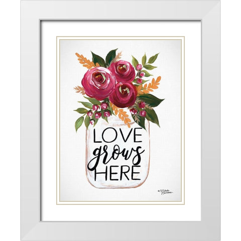 Love Grows Here White Modern Wood Framed Art Print with Double Matting by Norman, Michele
