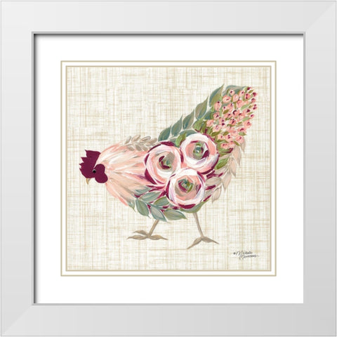 Botanical Rooster II White Modern Wood Framed Art Print with Double Matting by Norman, Michele
