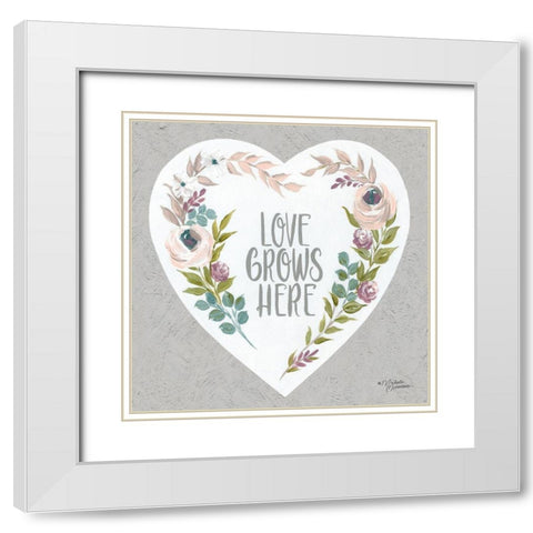 Love Grows Here White Modern Wood Framed Art Print with Double Matting by Norman, Michele