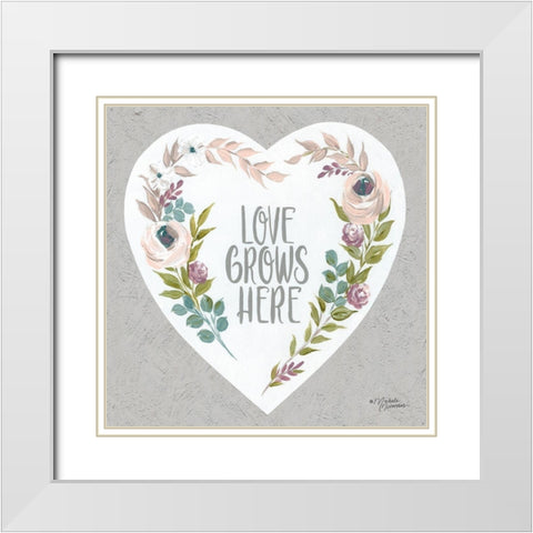 Love Grows Here White Modern Wood Framed Art Print with Double Matting by Norman, Michele