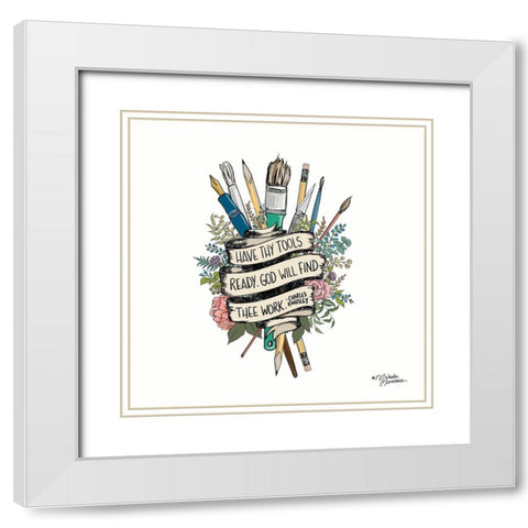 Have Thy Tools Ready White Modern Wood Framed Art Print with Double Matting by Norman, Michele