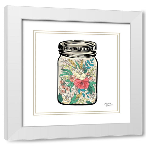 Floral Jar White Modern Wood Framed Art Print with Double Matting by Norman, Michele