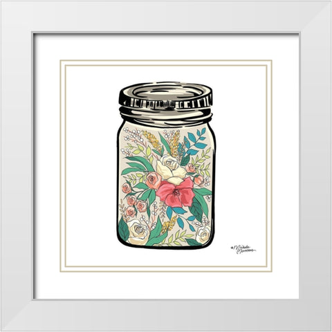 Floral Jar White Modern Wood Framed Art Print with Double Matting by Norman, Michele
