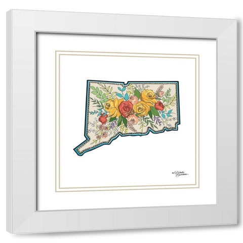 Floral Connecticut White Modern Wood Framed Art Print with Double Matting by Norman, Michele