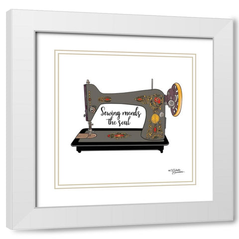 Sewing Mends the Soul White Modern Wood Framed Art Print with Double Matting by Norman, Michele