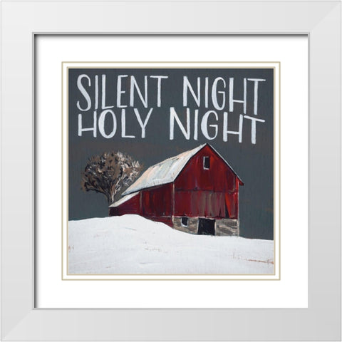 Silent Night Holy Night White Modern Wood Framed Art Print with Double Matting by Norman, Michele