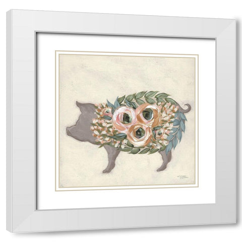 Alice the Pig     White Modern Wood Framed Art Print with Double Matting by Norman, Michele