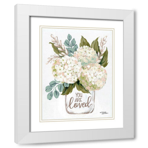 You Are Loved Flowers White Modern Wood Framed Art Print with Double Matting by Norman, Michele