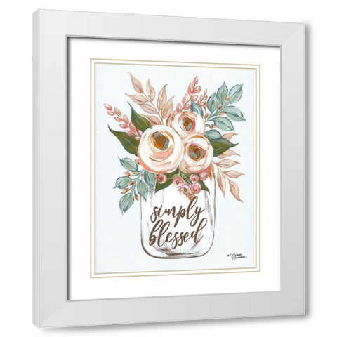 Simply Blessed Flowers White Modern Wood Framed Art Print with Double Matting by Norman, Michele