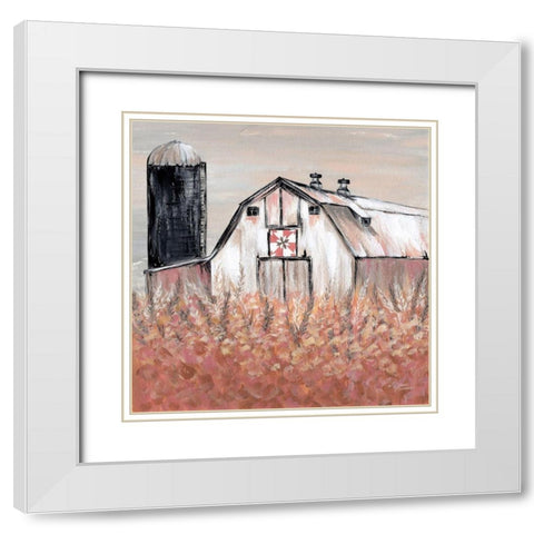 Simset Fields White Modern Wood Framed Art Print with Double Matting by Norman, Michele