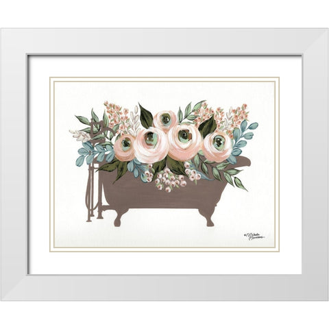 Bathed in Flowers      White Modern Wood Framed Art Print with Double Matting by Norman, Michele