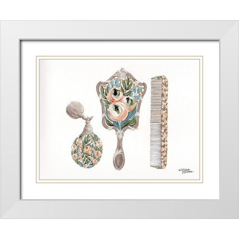 Vanity Set     White Modern Wood Framed Art Print with Double Matting by Norman, Michele