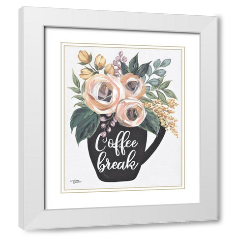 Coffee Break White Modern Wood Framed Art Print with Double Matting by Norman, Michele