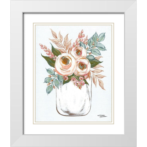 Floral Jar     White Modern Wood Framed Art Print with Double Matting by Morales, Lisa