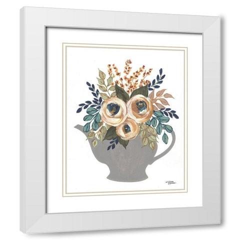 Fall Floral Bowls       White Modern Wood Framed Art Print with Double Matting by Norman, Michele