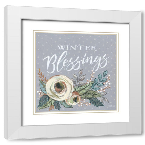 Winter Blessings White Modern Wood Framed Art Print with Double Matting by Norman, Michele