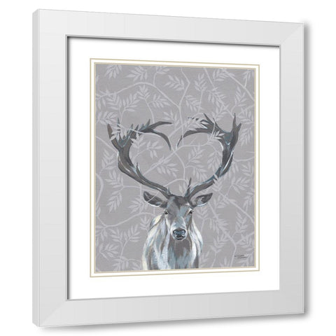 Deerly Loved White Modern Wood Framed Art Print with Double Matting by Norman, Michele