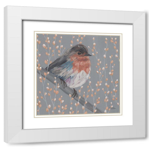 Mother Robin White Modern Wood Framed Art Print with Double Matting by Norman, Michele