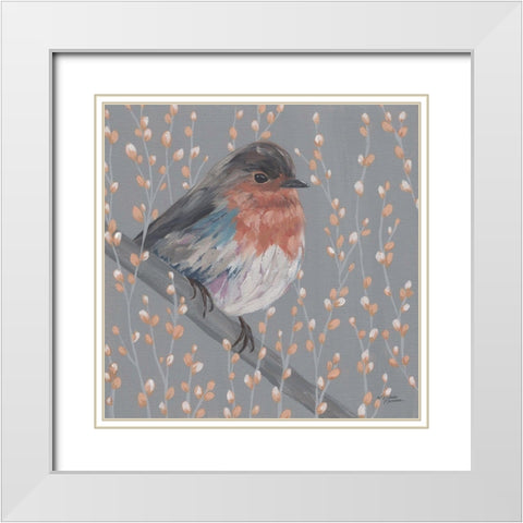 Mother Robin White Modern Wood Framed Art Print with Double Matting by Norman, Michele