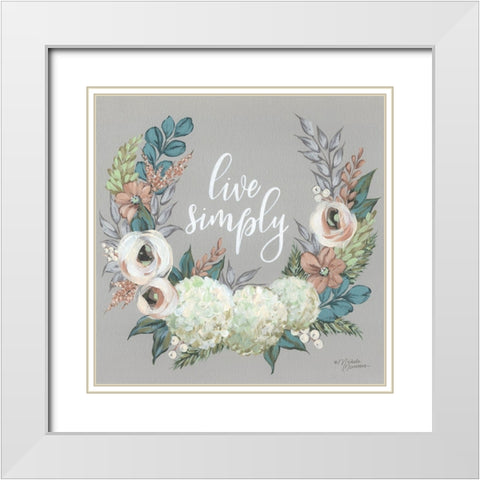 Live Simply    White Modern Wood Framed Art Print with Double Matting by Norman, Michele