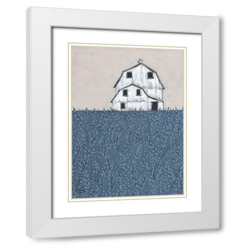 Fields of Blue White Modern Wood Framed Art Print with Double Matting by Norman, Michele