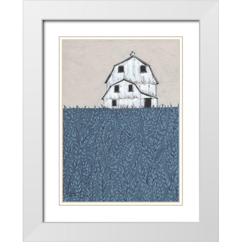 Fields of Blue White Modern Wood Framed Art Print with Double Matting by Norman, Michele