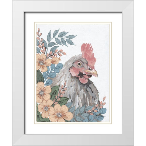 Hen in the Garden     White Modern Wood Framed Art Print with Double Matting by Norman, Michele