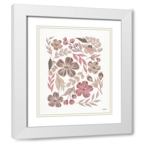 Pretty in Pink Petals White Modern Wood Framed Art Print with Double Matting by Norman, Michele