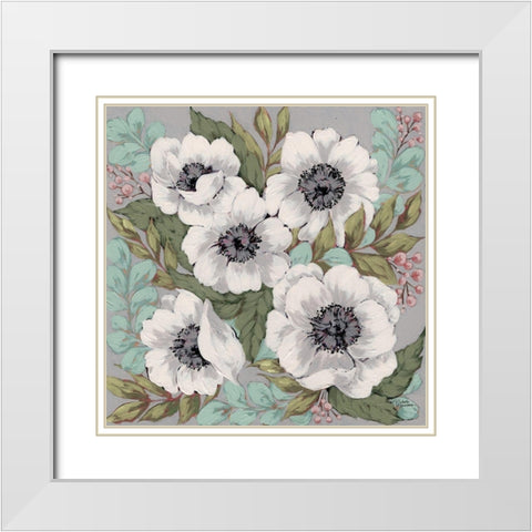Anemone Garden White Modern Wood Framed Art Print with Double Matting by Norman, Michele